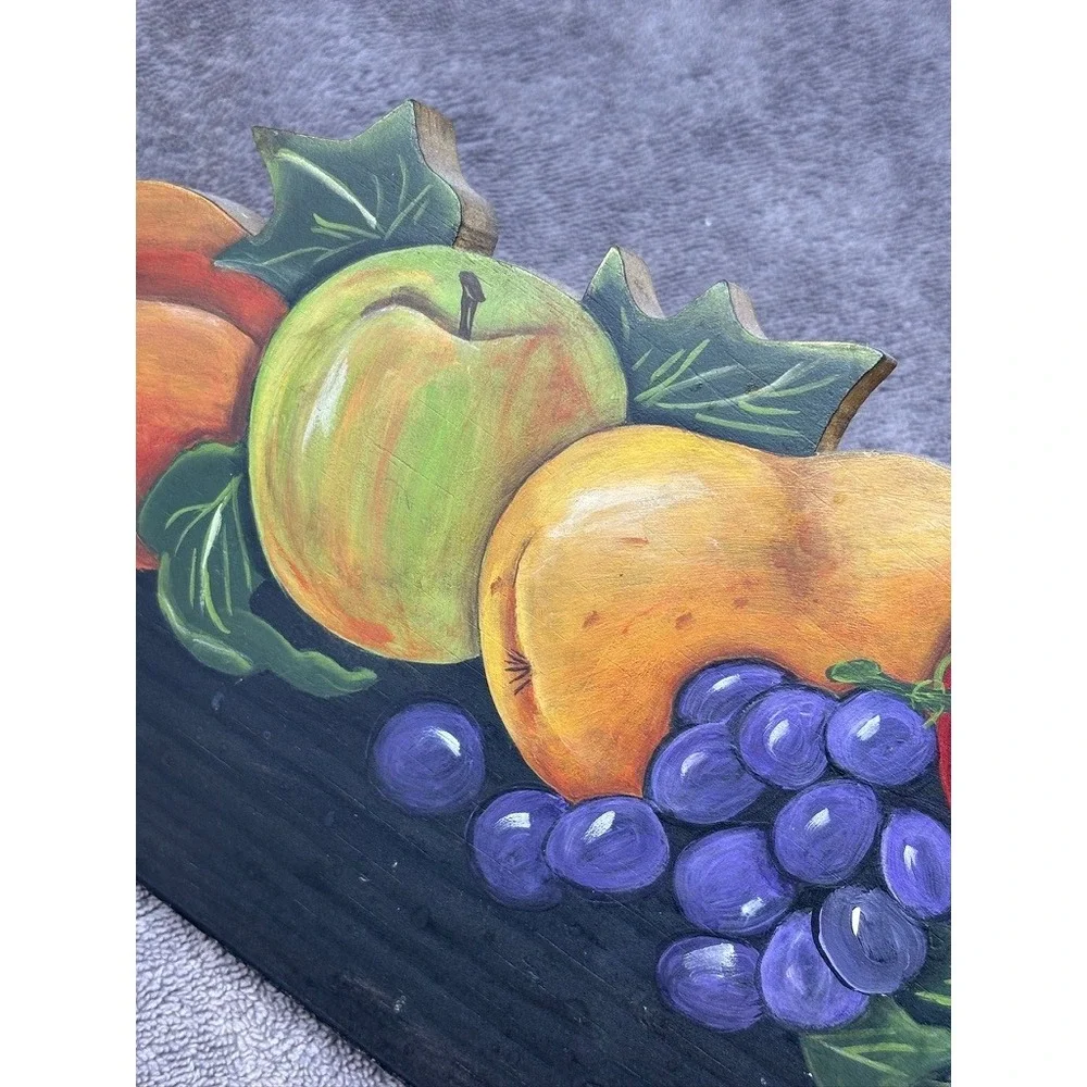 Vtg Hand Painted Fruit Wall Plaque 33.5